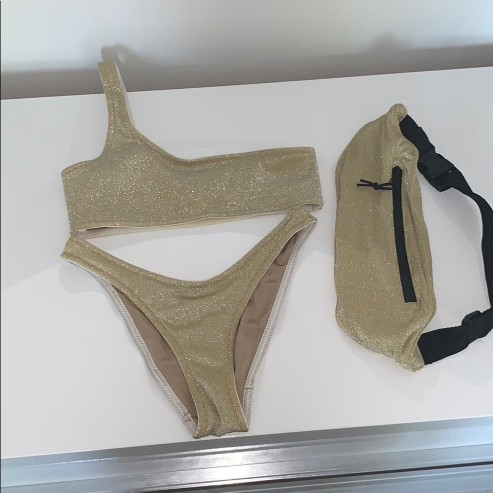 triangl gold swimsuit suit